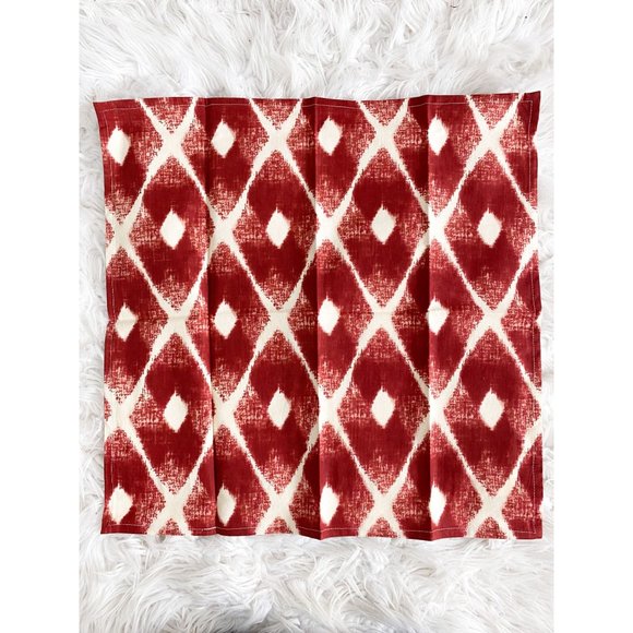 West Elm Ikat Diamond Napkin Set of 4 Red Ivory NEW 20"x20" - Picture 2 of 3